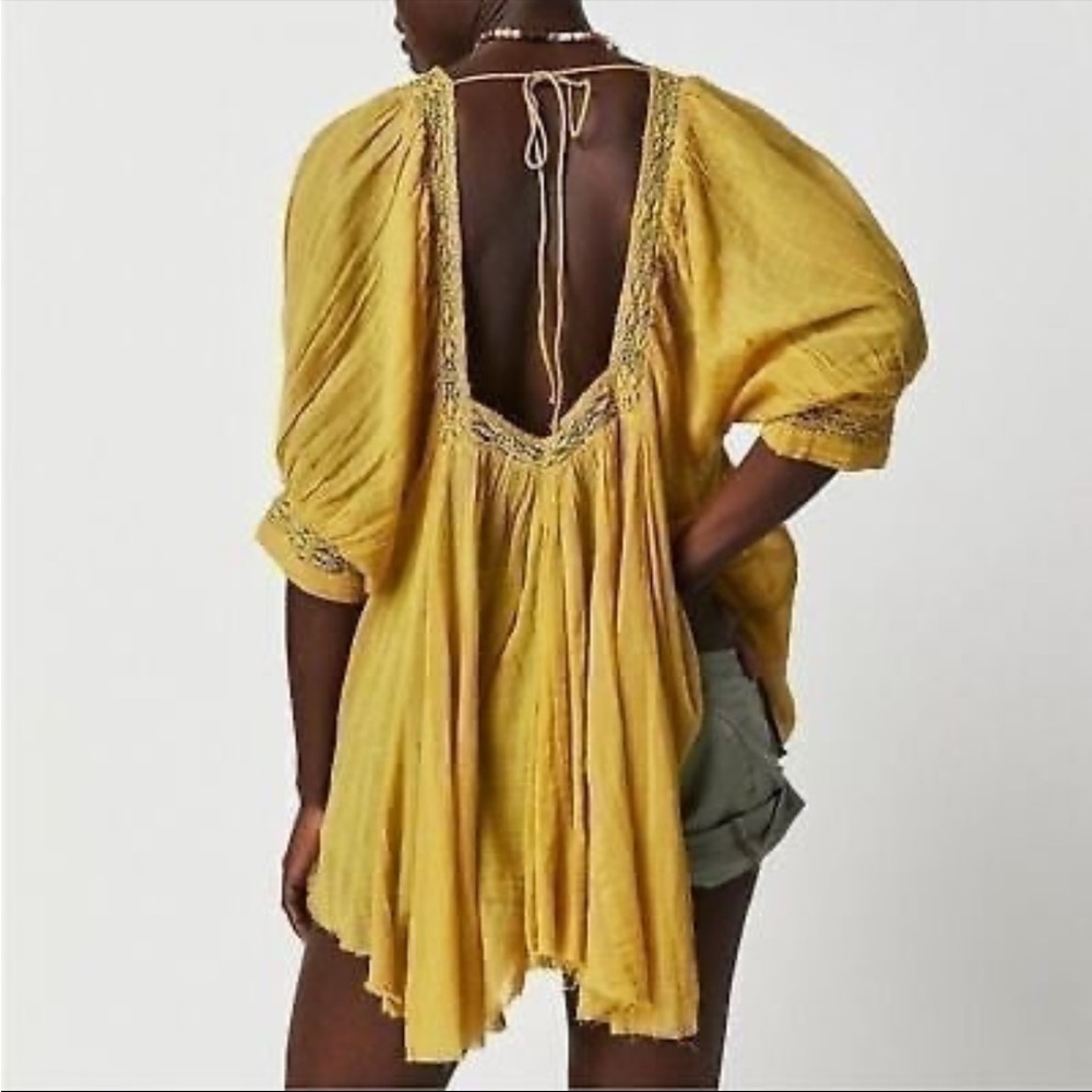 FREE PEOPLE Yellow Tunic Top
